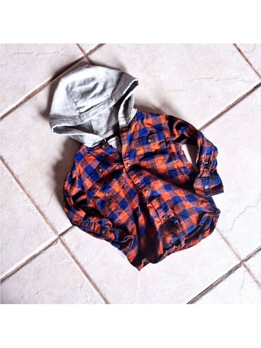 Carters • Plaid, Hooded, Button Down Shirt